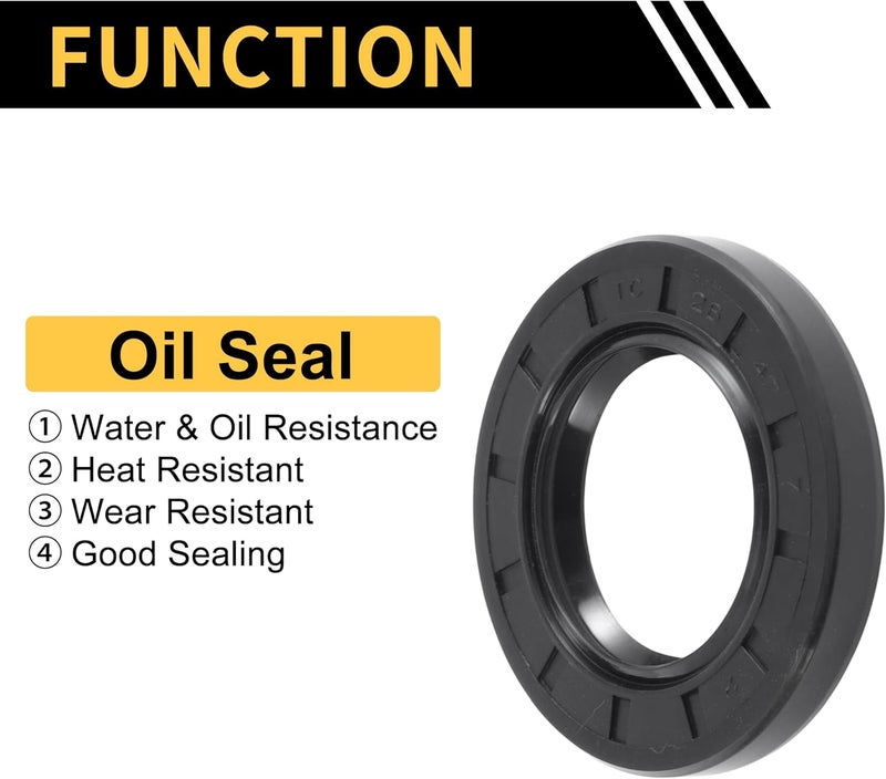 REPAIROCK Universal Oil Seal TC Double Lip W Steel Spring Seal Ring Rotary Shaft Seal 28x47x7mm High Pressure NBR Rubber Black 5pcs - Image 3